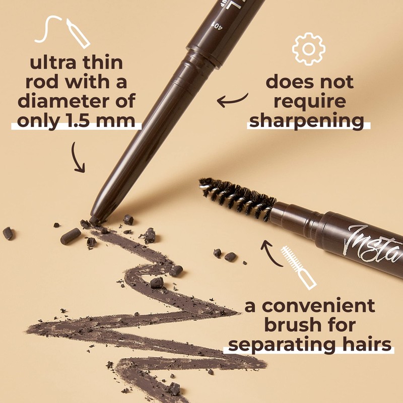 LAMEL INSTA Micro Brow Pencil - Ultra-Fine, Waterproof, Easy-to-Use, Precision,