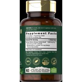 Tahoe Nutritionals Ginkgo Biloba 3000mg | 200 Tablets | Vegetarian, Non-GMO | by Tahoe Nutritionals
