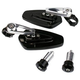 MotorToGo 1 Pair Arrow Black with Chrome Stem CNC Handlebar Bar End Motorcycle Mirrors Compatible for 2009 Honda CBF1000