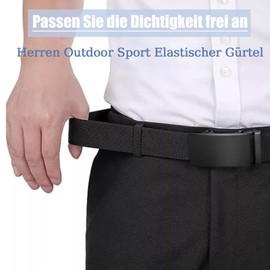 oeeo Pack of 2 Nylon Belts, Work Belt Men, Automatic Belt with Ratchet, Without Holes, Adjustable Business Work Belt, Fits Anywhere, black