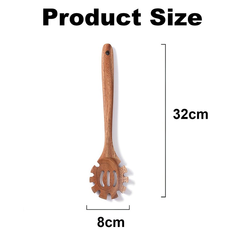Wooden Pasta Spoon,Wooden Spaghetti Fork,26 Cm Long Hand Noodle Spoon,Pasta