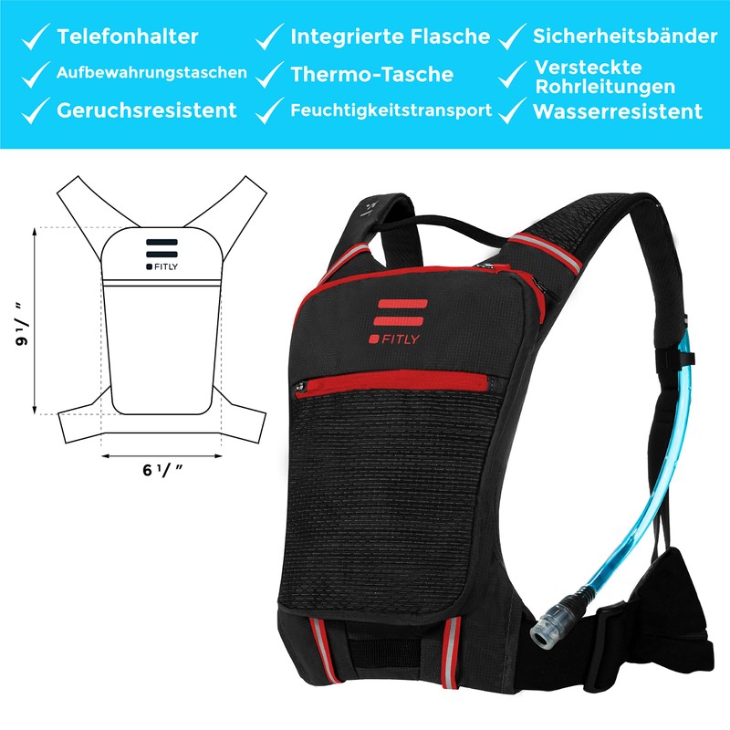 Fitly Minimalist Running Pack (Sub90 Red, M-L-XL)