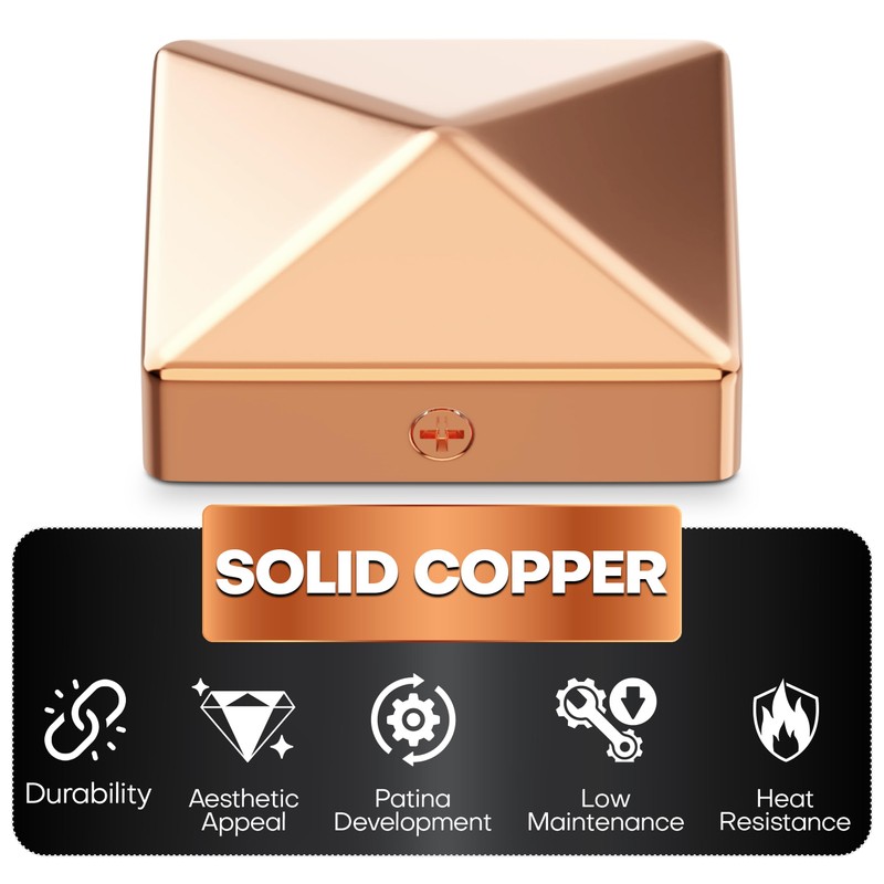 Solid Copper Pyramid Post Cap for 4x4 Wood Posts (3.5"