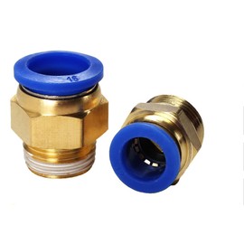 Pneumatic Plug Connection 1/2 Inch to 14 mm Pneumatic Hose Set of 2 Push-Fit Fitting (1/2 Inch - 14 mm)