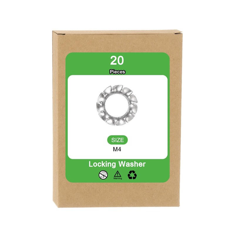 uxcell M4 20Pcs External Tooth Washers, 304 Stainless Steel Tooth
