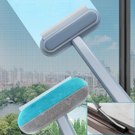 Window Screen Cleaning Brush, Mesh Screen Cleaner 4 in 1 Window mesh Screen Cleaner Tool, Suitable for Pet Hair Remover for Couch Carpets Reusable, Windows Cleaning Tools Wet and Dry Dual-Use