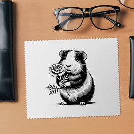 Azeeda 2 x 'Meerschweinchen hält Ringelblume' Mikrofaser-Objektiv- / Brillenreinigungstücher (LC00032446)