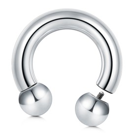 VCMART Internally Threaded Circular Barbells Horseshoe 8G 16mm 316L Surgical Steel Pierced Body Jewelry Sold Individually