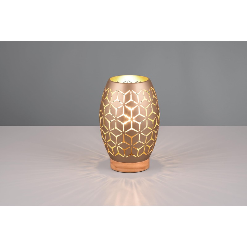 Reality Leuchten Bidar R51571065 Table Lamp Metal Coffee Natural Wood