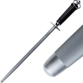 KOPALA Sharpening Steel Knife Sharpener Rod Round 12 Inches Honing Steel for Knives Dark