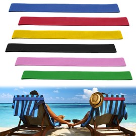 QOPAHI 6 Pack Towel Bands for Sun Loungers, Sunbed Towel Bands for Beach Chairs Elastic Towel Chair Clips for Pool & Cruise Chairs, Portable Towel Straps Towel Holders for Fix Beach Towel(40×3.8cm)