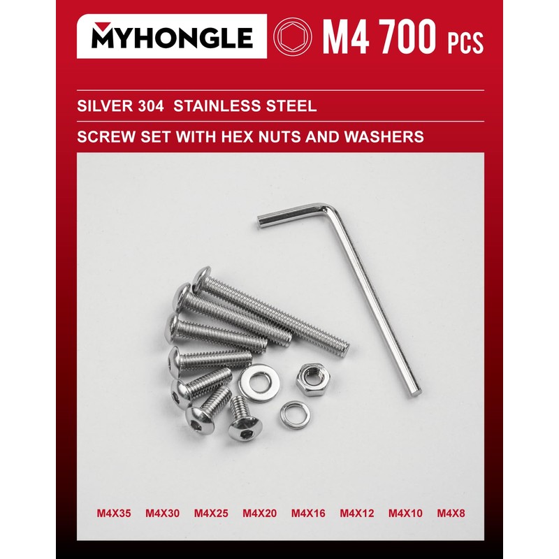 700 Pcs M4 Screws Set, Bolts and Nuts, Assorted Nuts