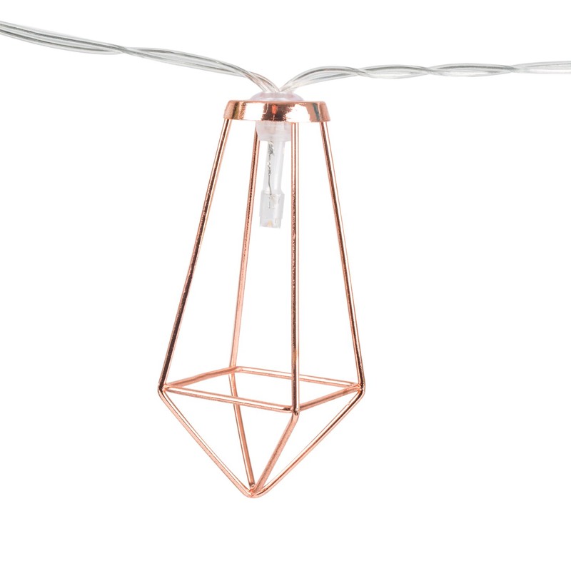 CozyHome LED Light Chain Geometric Pyramid-Shaped Copper Rose Gold