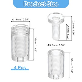 sourcing map 4Pcs Sign Standoff Screws, 3/4" x 1-7/16" Acrylic Wall Standoff Mount Hardware Advertising Glass Standoff Nail Acrylic Nail for Hanging Acrylic Picture Frame Panel Sign
