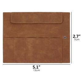 DODAMOUR Leather Watch Roll Case, 5-Slot Travel Watch Organizer with Drawstring and Snap Closure, Portable Wristwatch Storage Pouch, Soft Watch Holder for Men and Women (Brown)