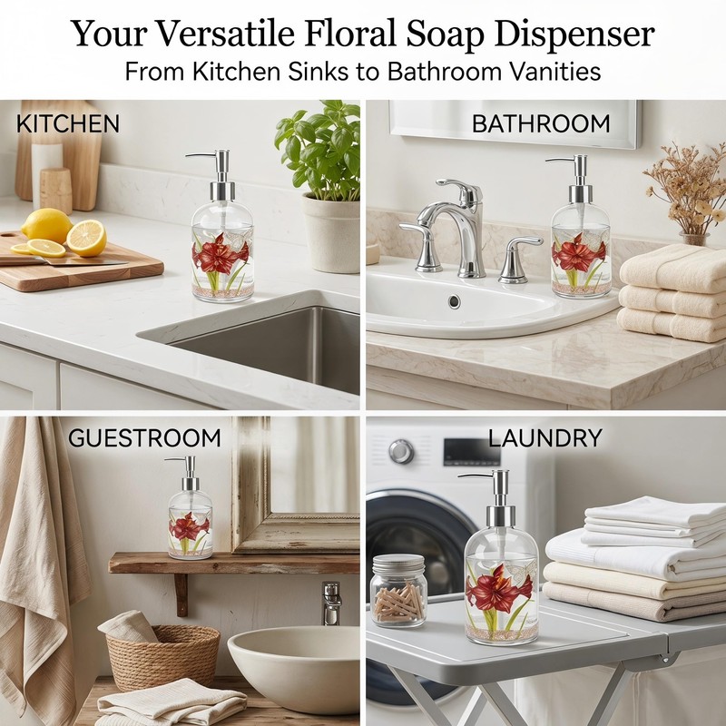 Voltogar Glass Soap Dispenser with Pump, 17 oz (500 ml)