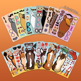 48 Sheets Children's Birthday Party Discount Stickers - Create Your Own Horse Stickers, Spirit Horse Toy Stickers for Children's Birthday Party Games and Activities, 12 Styles, LYMXsd