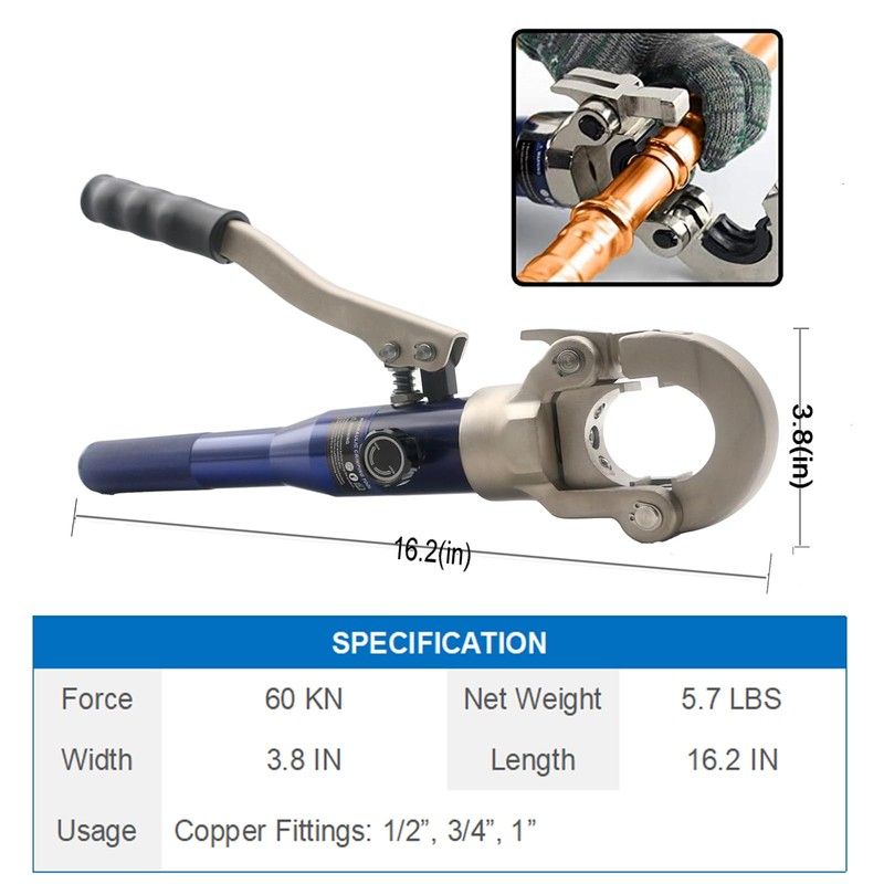 Propress Tool Copper Press Tool for Crimping Range 1/2", 3/4",