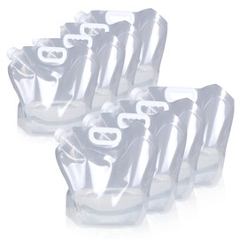 Soddeph Collapsible Water Container Bag, BPA Free Food Grade Clear Plastic Storage Jug for Sport Camping Riding Mountaineer,Freezable, Food Grade (8-pack-1.3 Gal)