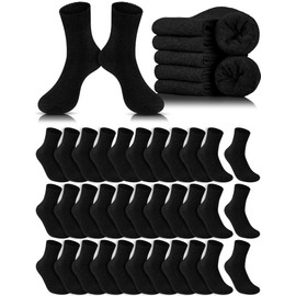 48 Pairs Thermal Socks Warm Thick Winter Socks Bulk Heated Insulated Cold Hiking Boot Socks for Cold Weather(Black)