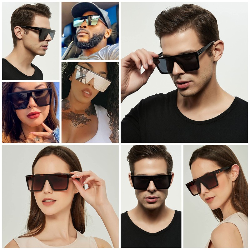 LYZOIT Square Oversized Sunglasses for Women Men Big Shield Large
