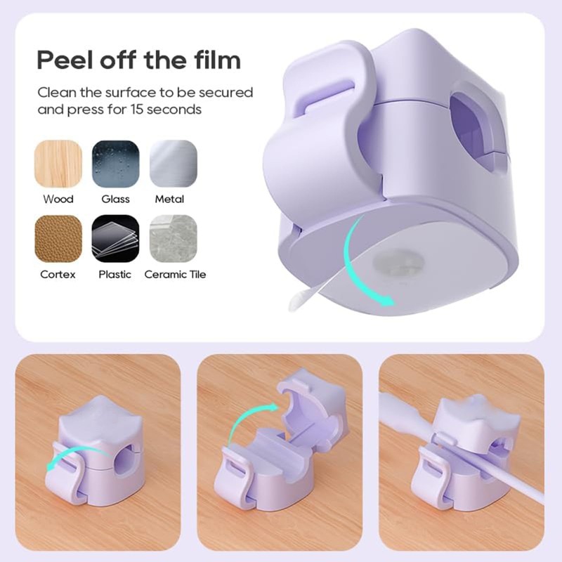 JIYHF 6 Pack Cable Clips - Adhesive Cord Organizer for