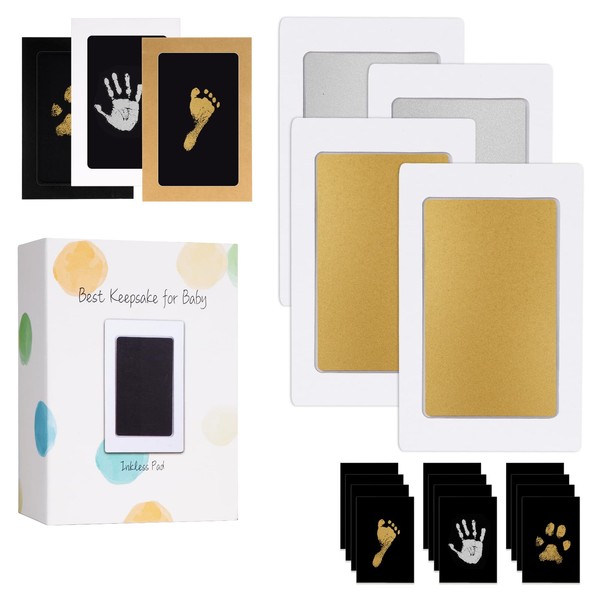 BabyQunt Inkless Baby Hand and Footprint Kit,Clean-Touch Ink Pad Kit,Safe