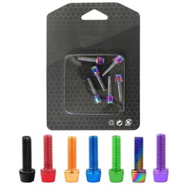 LEAUNGYOO 6 Pcs Stainless Steel Titanium Plated Hex Socket Bicycle Bolts Bike Stem Hex Bolts for Stem Bolts with Washers Taper Head M5x18mm M5x 23mm Bicycle Motorcycle Wheel License Plate Mounting