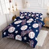 QOOMO 3D Baseballs Comforter Twin Size,Blue Baseball Kids Comforter Set,3Pcs