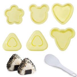 Glamifyr 7-Piece Onigiri Mould, Onigiri Maker Sushi Maker Mould, Sushi Mould, Onigiri Mould, Large, Suitable for Nori Leaves, Algae Leaves, Onigiri Set with 1 Rice Spoon for Family Restaurants