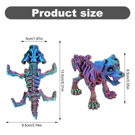 3D Printed Dog, PLA 3D Printed Dog Skeleton Detachable 3D Printed Animals Flexible Fidget Animals for Home Office Decoration Stress Alleviation (Red, Green, Blue)