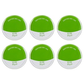 6 Pack Aloe Vera Lip Balm - Petroleum Jelly 20g Tin In Original, Coco Butter, Alo Vera & Rosy Flavors Ideal for Soothing, Moisturizing, and Protecting Dry or Cracked Lips Sold By Zinnia