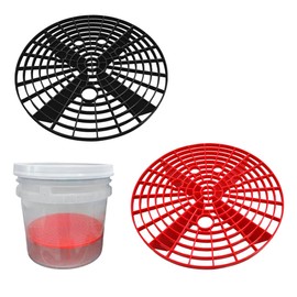 Yourkar 2 PCS Car Wash Bucket Inserts, Plastic Vehicle Wash Bucket Insert Detail Grit Trap, Auto Wash Dirt Collectors Fits 12 Inch Diameter Bucket, Universal Car Accessories (Black+Red)