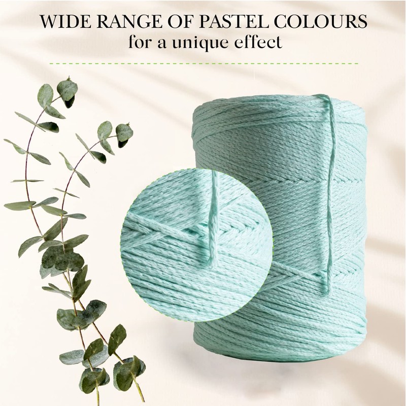 MeriWoolArt® Macrame Yarn Aqua 2 mm x 250 m Cotton