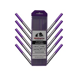WeldingCity 10-pcs TIG Welding Tungsten Electrode Tri-Element Non-Radioactive (Purple/AWS: EWG) 1/16" x 7" | 10-pk
