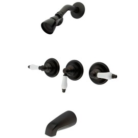 Kingston Brass KB235PL Tub and Shower Faucet with Three Lever Handles, Oil Rubbed Bronze