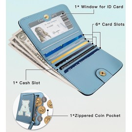COSHAYSOO Initial RFID Wallet Small for Women Teen Girl Travel Daily Necessities Compact Credit ID Cards Money Cash Coin Storage Organizer Preppy Gift Blue M