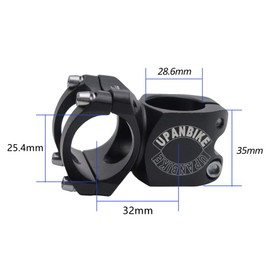 UPANBIKE 25.4mm Bike Stem 28.6mm 32mm Mountain Bicycle Stem Aluminum Alloy Short Stem for Road Bike MTB BMX(Black)