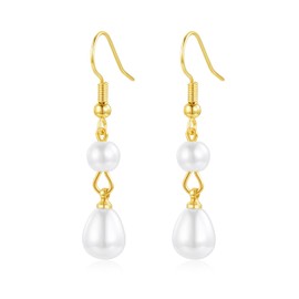 Cangall Pearl Earrings Women, Hypoallergenic Hook Pearl Earrings Silver for Girls Women, Infinity Light Earrings Silver Drop Earrings for Bride Bridesmaid for Wedding Engagement Prom