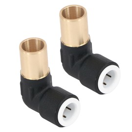 SPARES2GO 15mm x 10mm Push Fit Radiator Valve Black Reducing Elbow Stem Compression (Pack of 2)