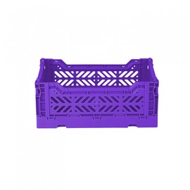 Ay-Kasa Folding Crate, Sturdy Folding Box, Plastic, Stackable, Purple, Mini (27 x 17 x 11 cm)