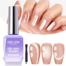 Gellen Cat Eye Gel Nail Polish 18ml, Moonlight High Gloss Nude Gel Polish with Magnet, Silk Smoothie Holographic Gel Polish, Ceramic Cateye Magnetic Soak Off UV Gel Polish, Nail Art Manicure Salon
