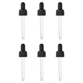 PATIKIL Glass Eye Dropper Caps, 6 Pcs Plastic Glass Dropper Closure Top for 30ml(1oz) Essential Oils Bottle, Perfume, Lab Experiments, Black