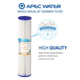 APEC FI-SED20-BB-A Water Systems FI-SED20-BB 20" Whole House Reusable & Pleated Sediment Filter 4.5" X 20", White