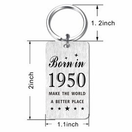 Gezxin Happy 75th Birthday Gifts for Women Men- 75 Year Yr old Birthday Keychain for Female Male Her Him- 1950 Bday Presents for Woman Man Ladies- Unique Mens Womens 75th Birthday Gift Ideas