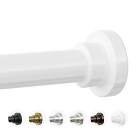 Mcrbeay Shower Curtain Rod, 1" Diameter Heavy Duty Tension Shower Rod, Non Slip Adjustable 28-74 inch No Drill Shower Curtain Rods Spring Tension For Bathroom, Shower Stall, No Rust, White