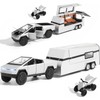 Alloy Diecast Truck Toy with RV Motorcycle, 3-in-1 Pickup Trail
