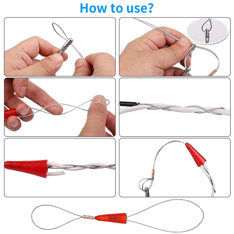 Cable retraction aid, 10 m retractable coil, pull wire, cable