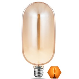 Sunaiony Large Decorative Light Bulb 40 Watt Equivalent, LED Dimmable 4W 2200K E26 Base Unique Edison Bulbs Amber Glass for Decorative