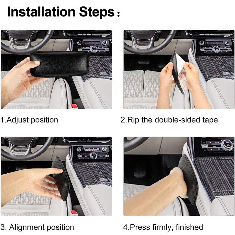 2 Pcs Automotive Black Soft Leather Center Console Knee Pad